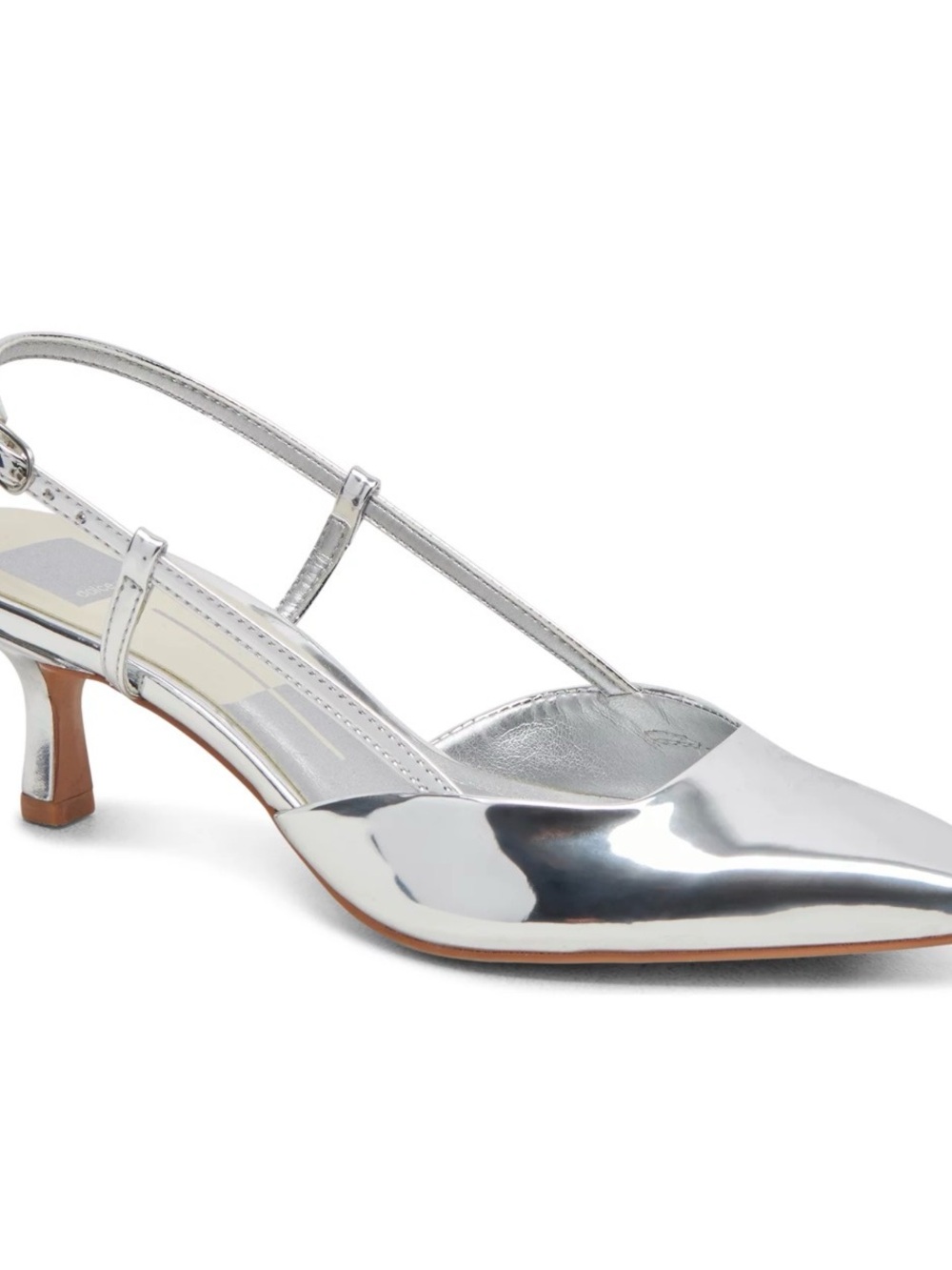Dolce Vita Silver Metallic Slingback Kitten Heel